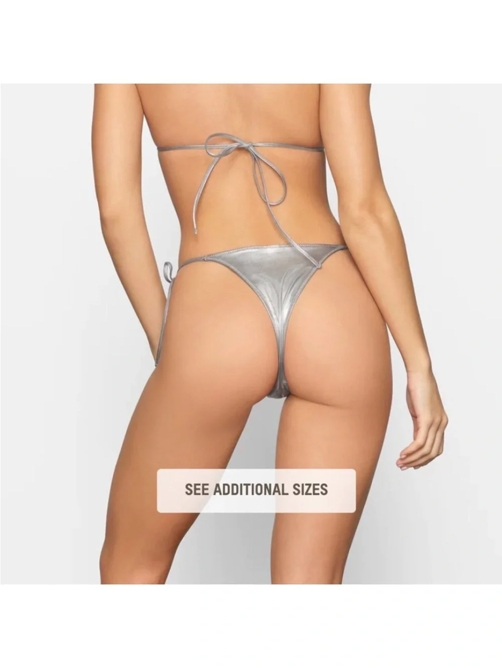 Skims Metallic Silver Triangle Bikini Set - Women Swim